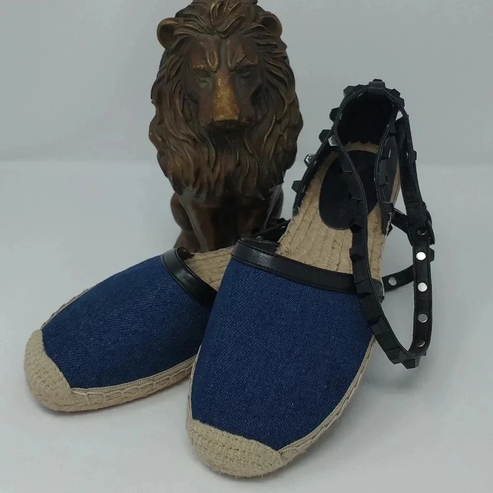 Rebecca Minkoff Gilles Denim Studded Espadrilles Size 6